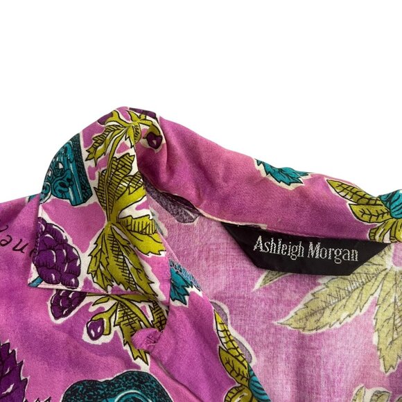 Vintage Ashleigh Morgan Womens Crop Hawaiian Shirt Pink Medium Tropical Resort‎ - Picture 12 of 12